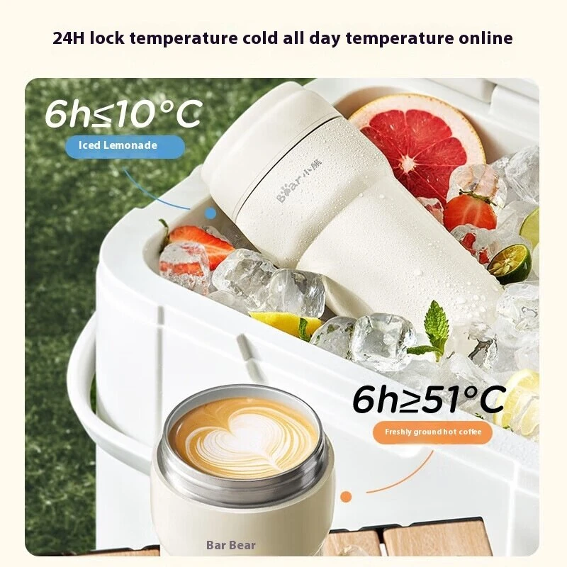 (image for) Bear Portable Blender Cup 300ml Hot & Cold Insulated Smoothie Juicer Cup 10-Blade Ice Crushing USB Rechargeable for Travel & Home