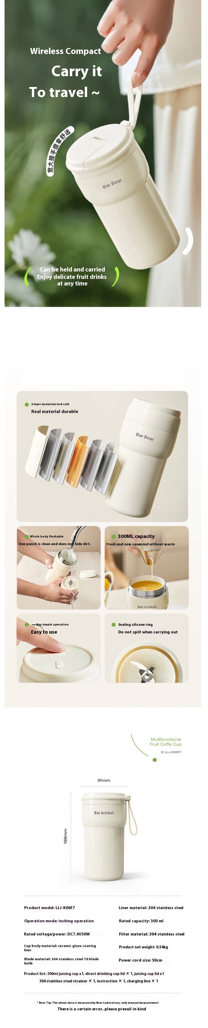Bear-Portable-Blender-Cup-300ml-Hot--Cold-Insulated-Smoothie-Juicer-Cup-10-Blade-Ice-Crushing-USB-Re-2032401